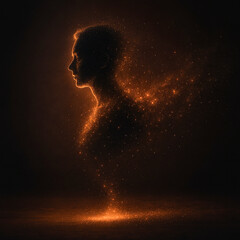 Silhouette Dissolving into Light and Darkness in Abstract Contrast