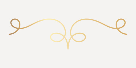 Elegant gold decorative flourish, hand drawn vector
