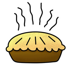 Freshly Baked Pie Illustration, Hot Homemade Pastry with Steam, Sweet Dessert Clipart