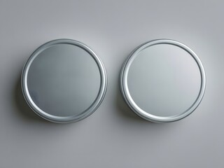 Two vibrant silver metal tins ready for your product branding or design project, perfect for food, cosmetics or unique gift packaging concepts