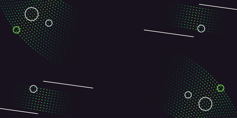Black abstract background with glowing green dotted line design. Modern and trendy sporty background concept for covers, advertisements, brochures, presentations and websites.