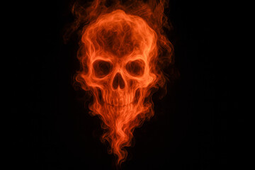 Burning Skull Erupting Through Abstract Particle Spiral