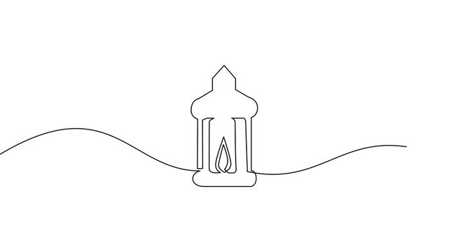One Line Drawing of Ramadan Lantern