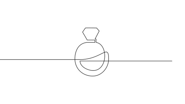 Diamond ring continuous line art drawing animation