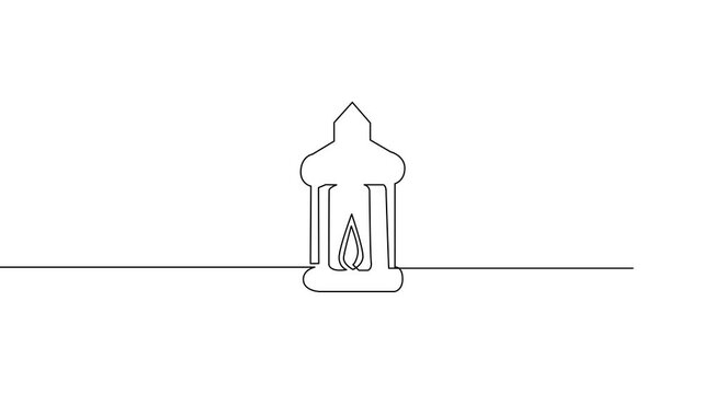 Ramadan Lantern Continuous Line Drawing Illustration