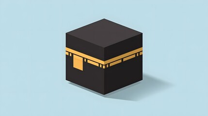 Isometric design of the Holy Kaaba for Ramadan and Eid celebrations, spiritual journey to Mecca, travel and tourism guide, Islamic holidays, pilgrimage