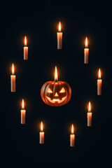 Flickering Candles Glowing Under a Peaceful Starry Night Sky