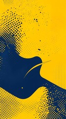Halftone Patterned Design With Navy Blue Shape and Yellow Background Artwork
