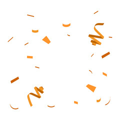 Vibrant orange confetti bursts across a clean white backdrop, symbolizing joy and celebration, perfect for festive event designs and lively party announcements