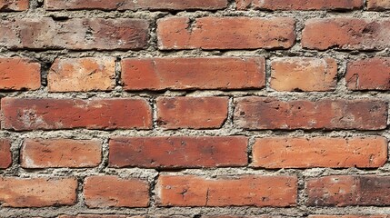 Texture of Old Red Brick Wall Surface with Visible Mortar Joints Detail Pattern