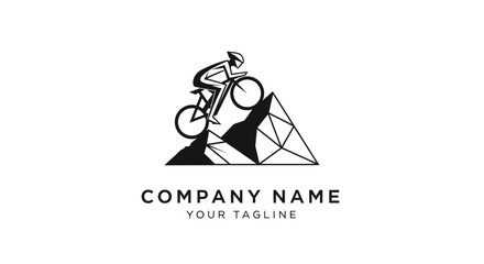 Naklejka premium Cyclist Conquering Mountain Peak - A Symbol of Endurance and Adventure.