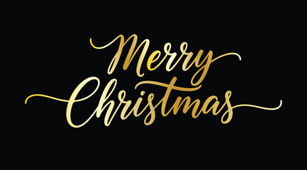 Merry christmas card with golden glitter lettering. Hand drawn text, calligraphy for your design. Vector illustration.