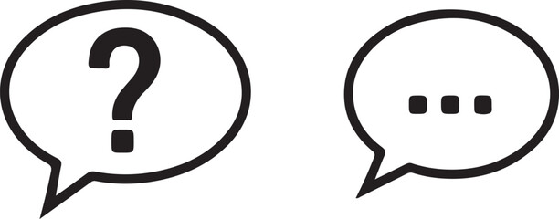 Black and White Speech Bubbles with Question Mark and Ellipsis Icons