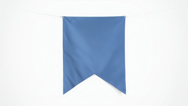 Blue dovetail pennant flag mockup isolated on white background