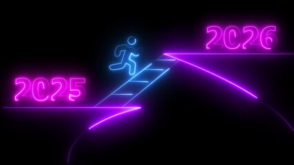 Progress From 2025 to 2026 New Year Concept, Year change concept New Year concept countdown on background happy new year 2026 neon text 4k video animation.... - Powered by Adobe