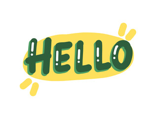 Hello Friendly Greeting Typography Illustration Sticker for Website, App, Poster, and Social Media