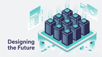 Future Cityscape Concept with Skyscrapers and Digital Elements