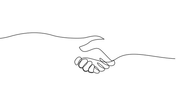 Continuous line drawing of a handshake