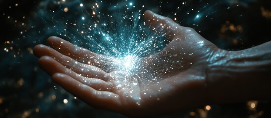 Fototapeta premium Hand creating magic sparkles