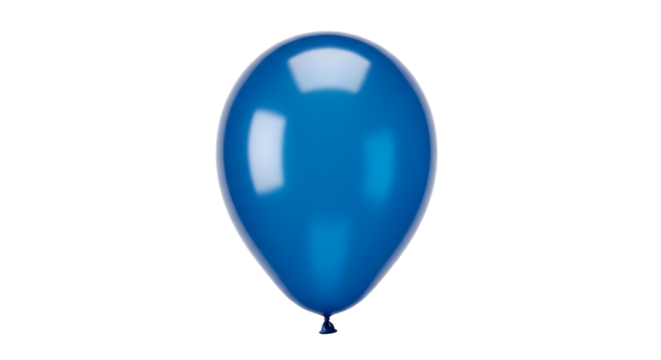 Single shiny blue balloon with reflections on a plain background isolated on a transparent background