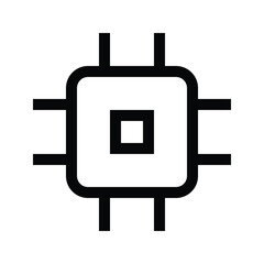 Outline processor chip icon for CPU, AI, and computer hardware.