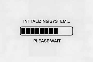 System Initialization: An abstract representation of system loading or process in progress. The simple, clean design and progress bar create a sense of anticipation and the promise of something new.