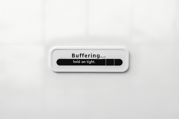 Loading screen: A simple, sleek interface showcasing a buffering indicator, its progress bar slowly filling as the words Buffering...hold on tight invite the viewer to pause and wait.