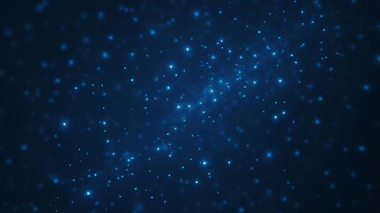 Deep blue background with scattered glowing blue particles and light effects abstract