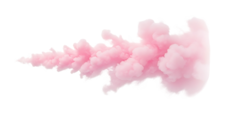 Wispy pink smoke plume with soft edges and a gradient of light to dark isolated on a transparent background