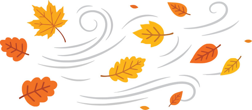 Celebrate autumn with this delightful design featuring falling leaves and gentle wind swirls, perfect for adding a touch of seasonal charm to any project