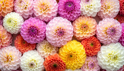 Close-up of the beauty of pompom dahlia flowers