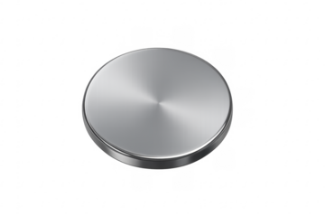 Round brushed metal button with chrome border