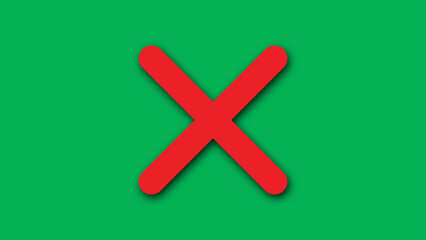 Obraz premium Red X mark on green background vector illustration, simple reject or error symbol design