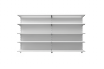 White retail shelving unit isolated on a transparent background