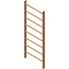 Wooden Wall Mounted Ladder With Natural Wood Finish And Eight Rungs For Fitness And Gymnastics Exercise In A Bright Studio Setting