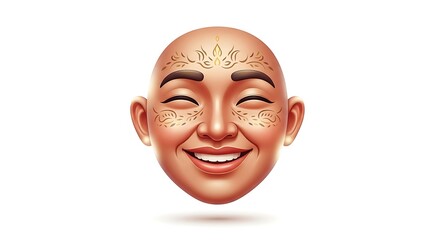 A realistic vector closeup of a woman smile showing warmth and positivity, centered on a plain white background
