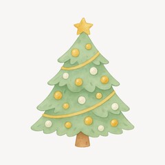 Whimsical watercolor Christmas tree illustration.