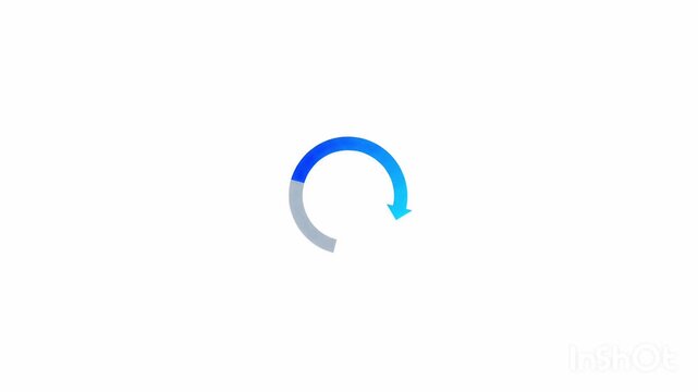 Circular blue loading icon animation with an arrow for refreshing or updating content. A vector graphic user interface element for a website or app