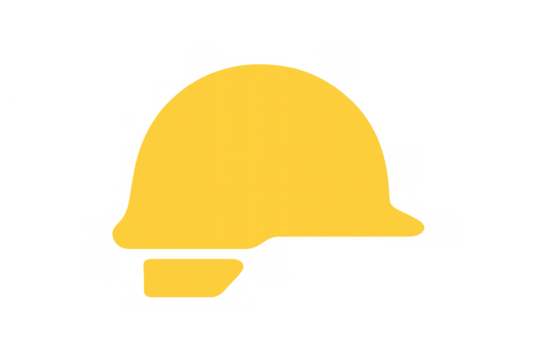 Yellow hard hat icon representing construction, safety, work, engineering, and protection for industrial projects