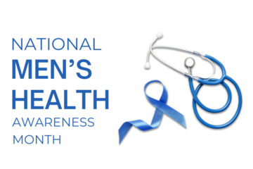 Blue stethoscope and ribbon on white, isolated, PNG