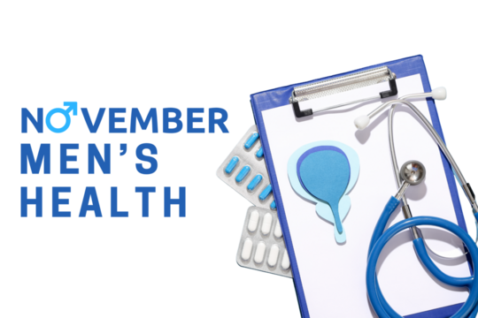 Men's health tools display for awareness, isolated, PNG
