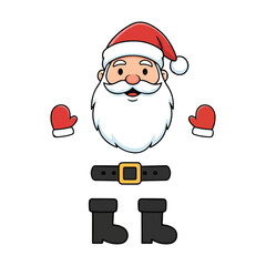 Happy Santa Claus with open arms cartoon illustration, cute christmas character vector design, holiday celebration clipart