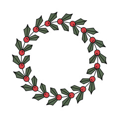 Holly Berries Christmas Wreath Vector Ornament Illustration