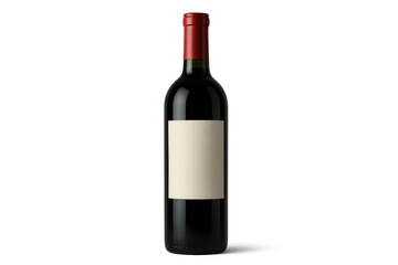 Fototapeta premium Dark glass wine bottle with a blank label and a red capsule, ready for product branding and design presentations