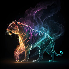 tiger on blue background