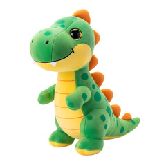 Fototapeta premium A Cute and adorable dinosaur doll perfect for playful decor or imaginative playtime, isolated on white or transparent background. PNG