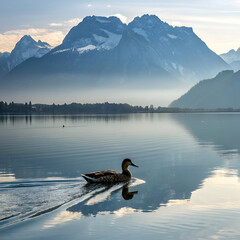 mountain lake in winter