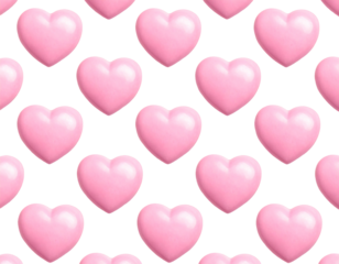 Pink, glossy hearts arranged in a grid pattern on a black background, creating a repeating, sweet, and charming wallpaper