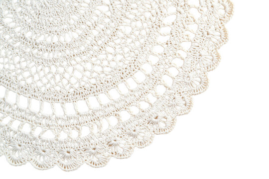 Delicate lace doily with intricate patterns isolated on a transparent background