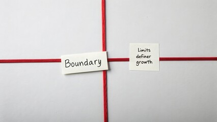 Red string dividing white surface labeled Boundary with limits defining growth